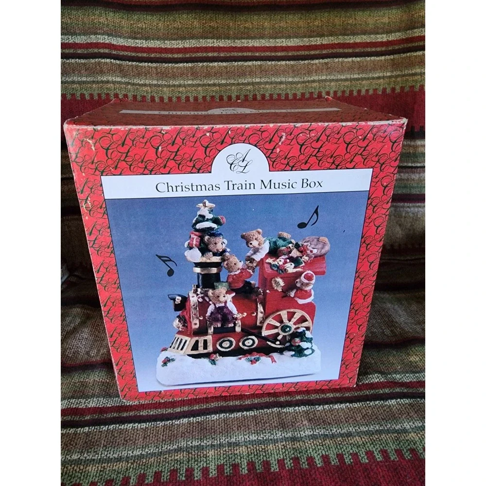 Vintage Musical Ceramic Christmas Train With Teddy Bears‎ Plays Jingle Bells